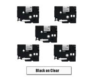 Brother P-Touch PT-1880 Black on Clear Label Tapes 5Pack - 0.5\" Ea.