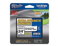 Brother P-Touch PT-1880 Label Tape - Extra Strength (OEM) 3/4\" Black Print on White