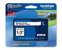 Brother P-Touch PT-2410 Label Tape (OEM) 0.47\" Black Print on White