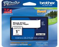 Brother P-Touch PT-2410 Label Tape (OEM) 1\" Black Print on White