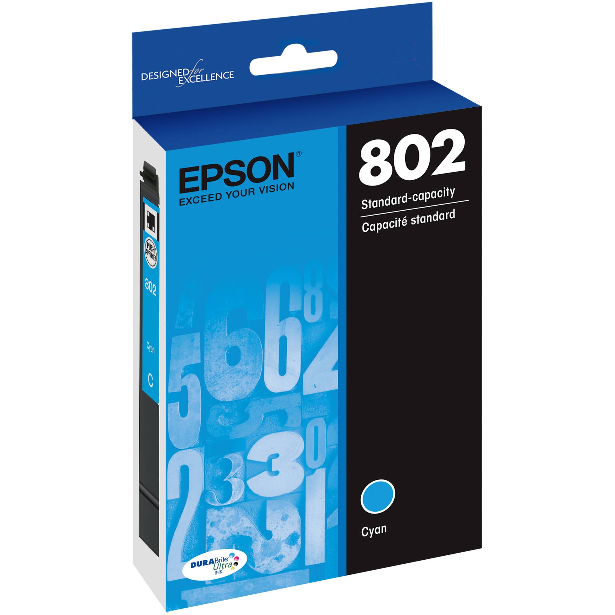 OEM Epson 802 (T802220) Cyan Ink Cartridge (650 Pages)