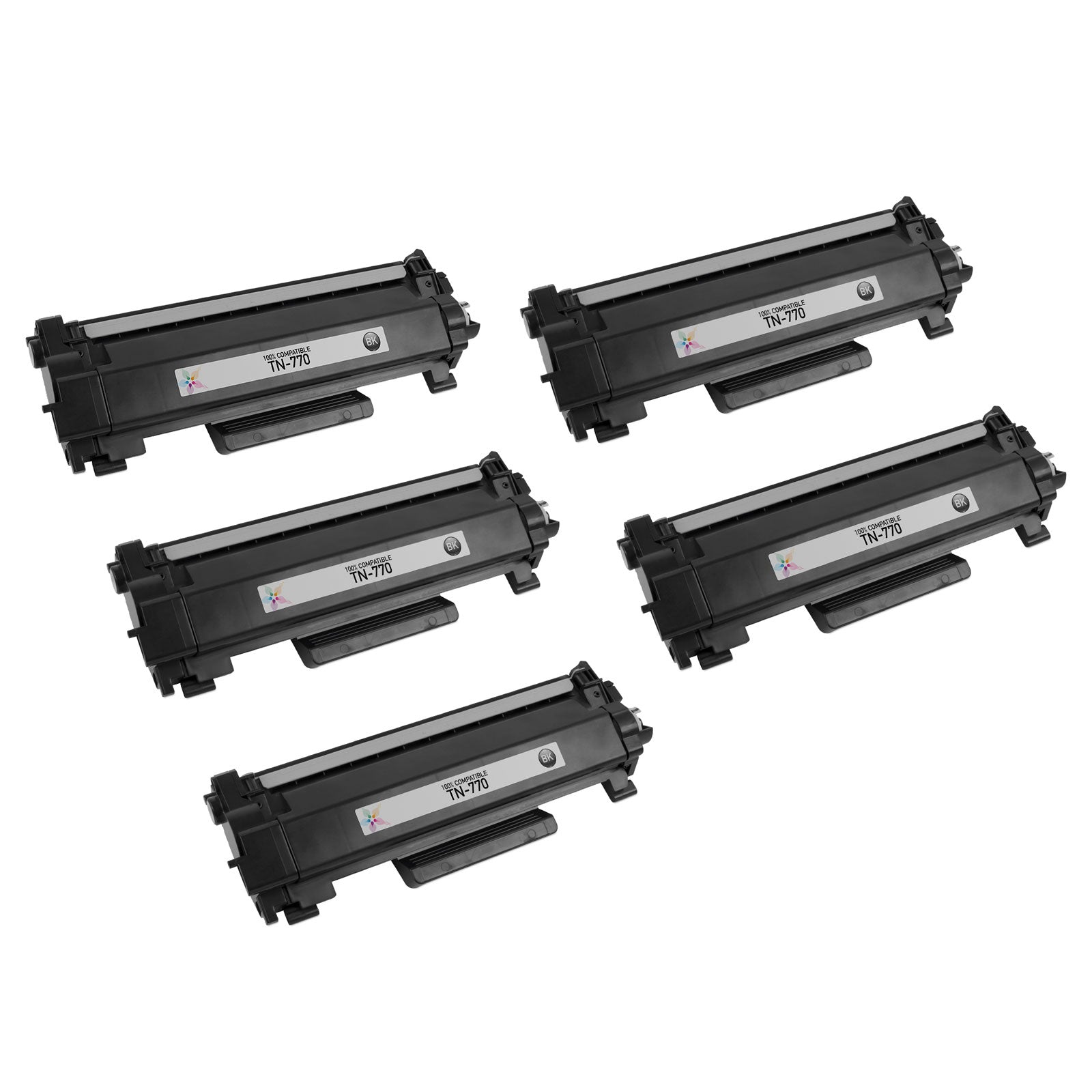 Set of 5 Compatible Brother TN770 Black Toner Cartridges (4,500 Pages)