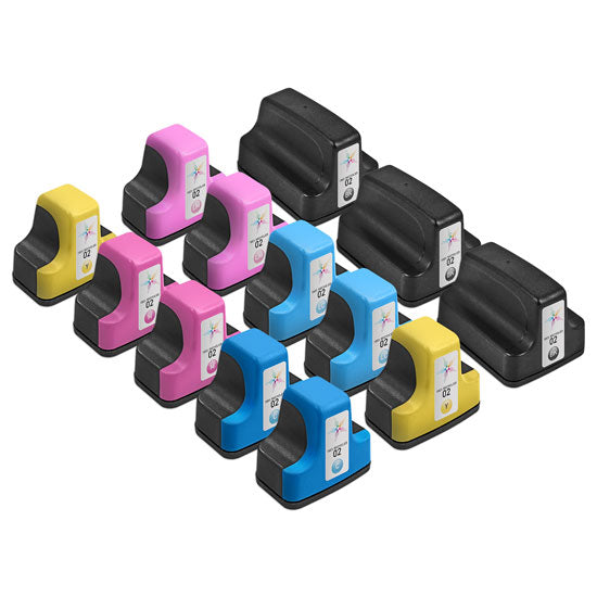 Set of 13 Remanufactured HP 02 Multi Ink Cartridges