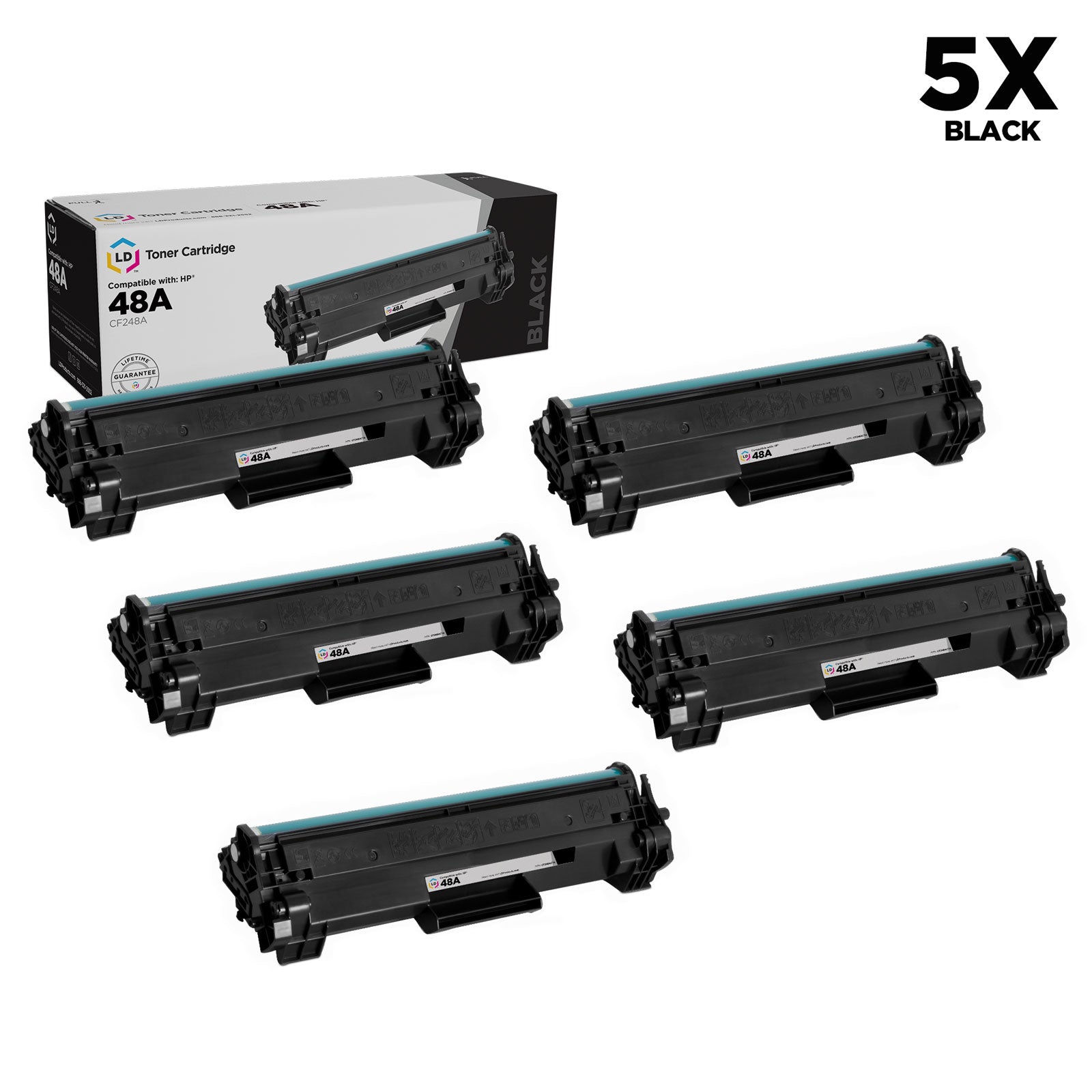 Set of 5 Compatible HP 48A Black Toner Cartridges