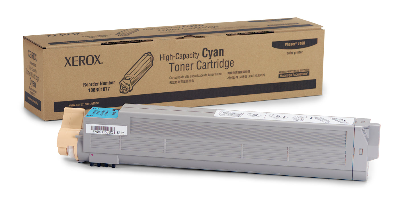 OEM Xerox 106R01077 High Capacity Cyan Laser Toner Cartridge (18,000 Pages)