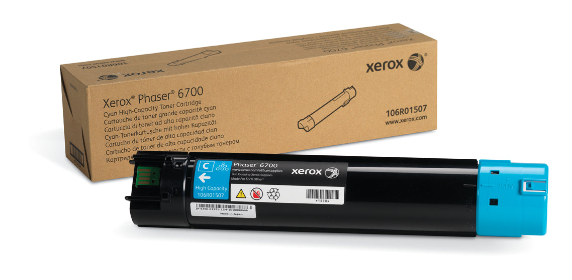 OEM Xerox 106R01507 High-Yield Cyan Laser Toner Cartridge (12,000 Pages)