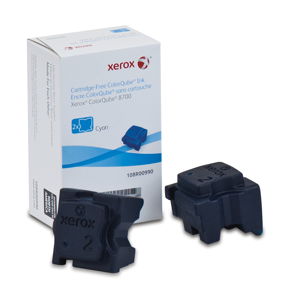 OEM Xerox 108R00990 Cyan Solid Ink ColorStix (2 Pack) (4,200 Pages)