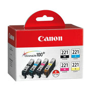 OEM Canon 2946B004 (CLI221) 4-Color Multipack Inkjet Cartridges