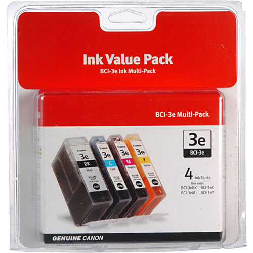 OEM Canon BCI-3e (4479A230) 4-Color Inkjet Cartridge Multipack