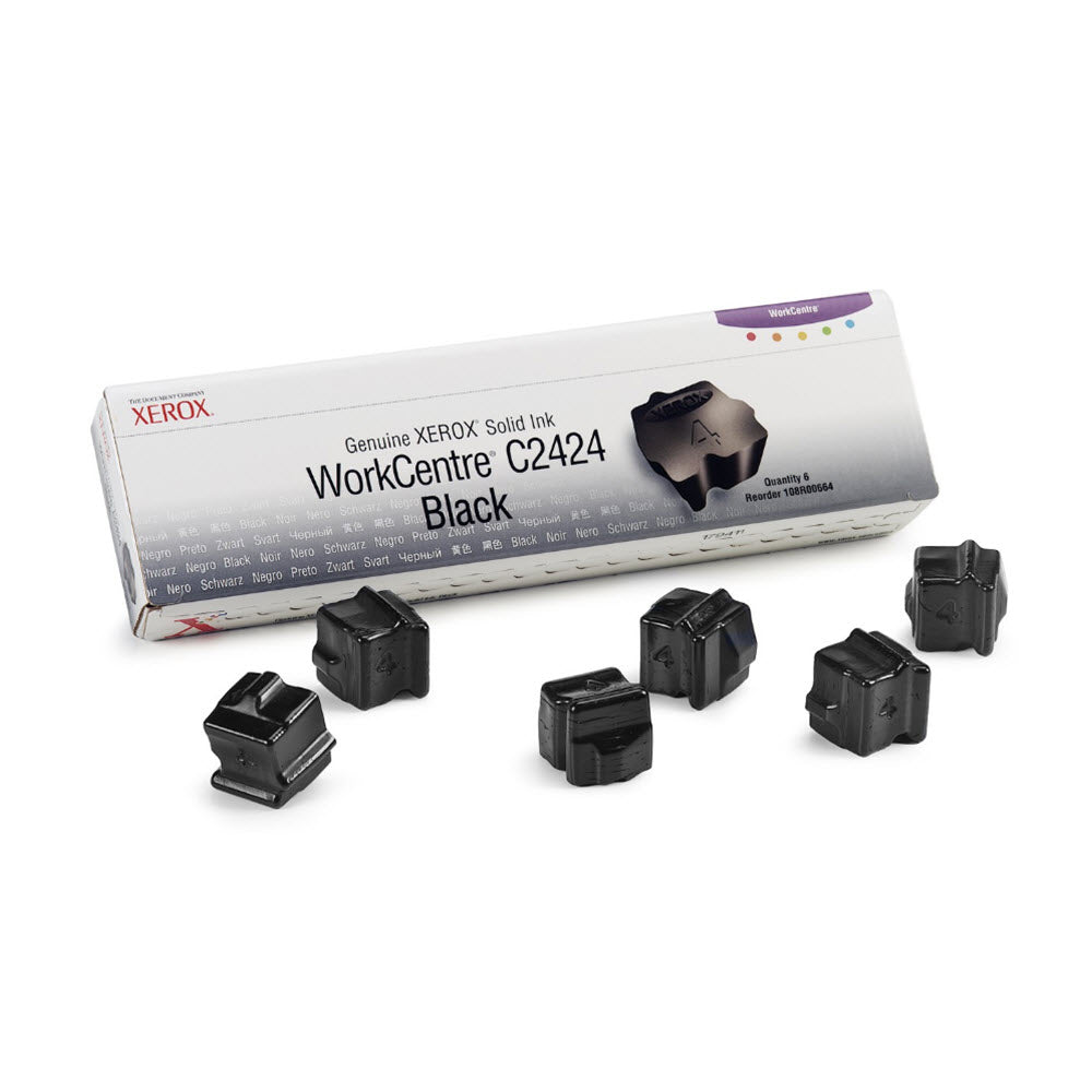 OEM Xerox 108R00664 Black Solid Ink ColorStix (6 Sticks, 6,800 Pages)