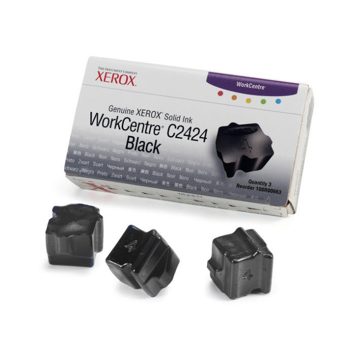 OEM Xerox 108R00663 Black Solid Ink ColorStix (3 Sticks, 3,400 Pages)