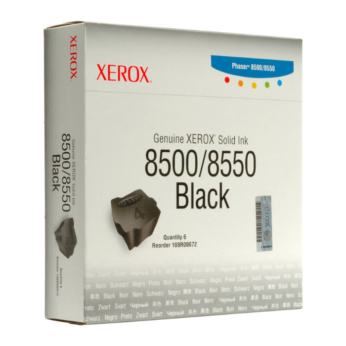 OEM Xerox 108R00672 Black Solid Ink ColorStix (6 Sticks, 6,000 Pages)