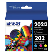 OEM Epson 202XL Black and Color Ink Cartridges 4-Pack
