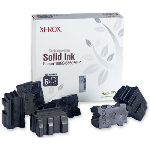 OEM Xerox 108R00749 Black Solid Ink ColorStix (14,000 Pages) - 6 Pack