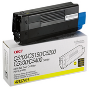 OEM Okidata 42127401 High Yield Yellow Laser Toner Cartridge (5,000 Pages)