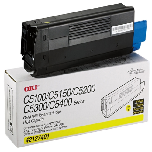OEM Okidata 42127401 High Yield Yellow Laser Toner Cartridge (5,000 Pages)