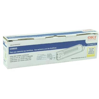 OEM Okidata 43487733 Yellow Laser Toner Cartridge (6,000 Pages)