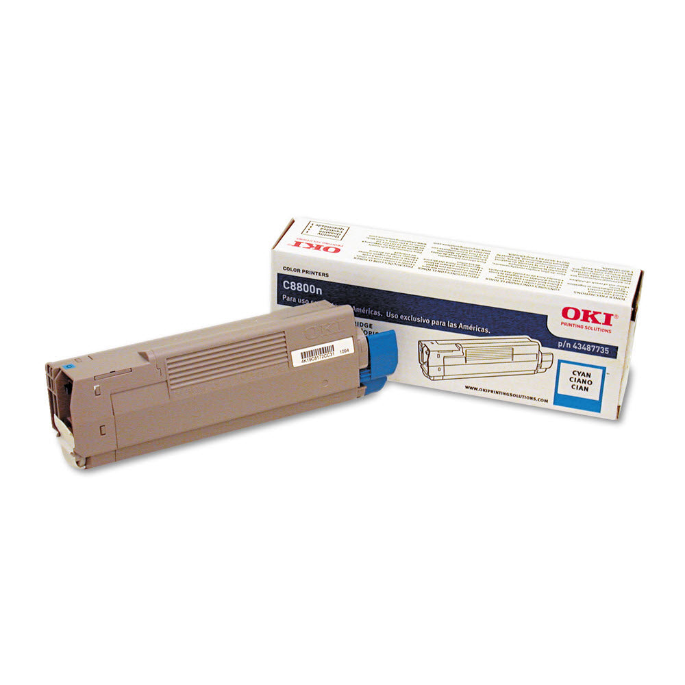 OEM Okidata 43487735 Cyan Laser Toner Cartridge (6,000 Pages)