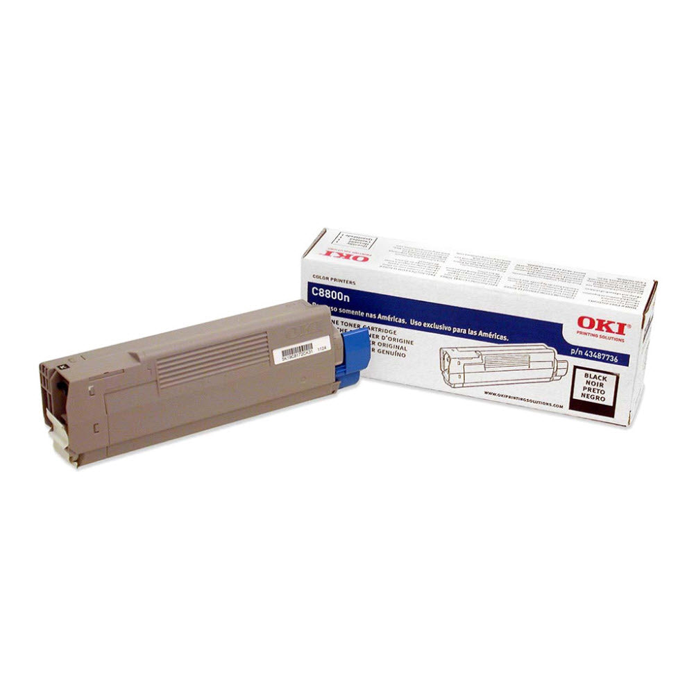 OEM Okidata 43487736 Black Laser Toner Cartridge (6,000 Pages)