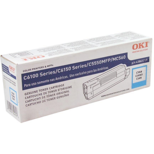 OEM Okidata 43865719 Cyan Laser Toner Cartridge (6,000 Pages)