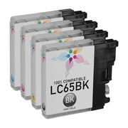 Set of 4 Compatible Brother LC65 High Yield Ink Cartridge (Multi-Color, 1BK, 1C, 1M, 1Y, 1,650 Pages)