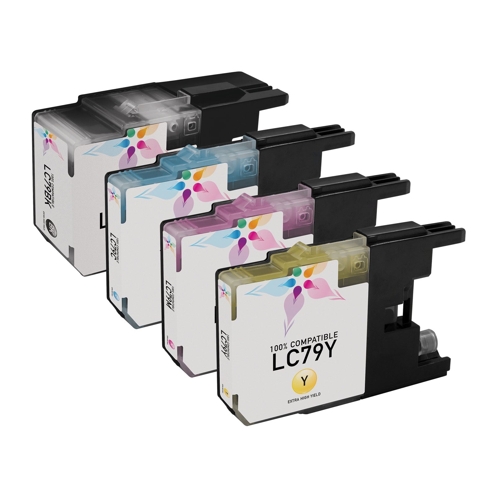 Set of 4 Compatible Brother LC79 Extra High Yield Ink Cartridge (Black, Cyan, Magenta, Yellow)
