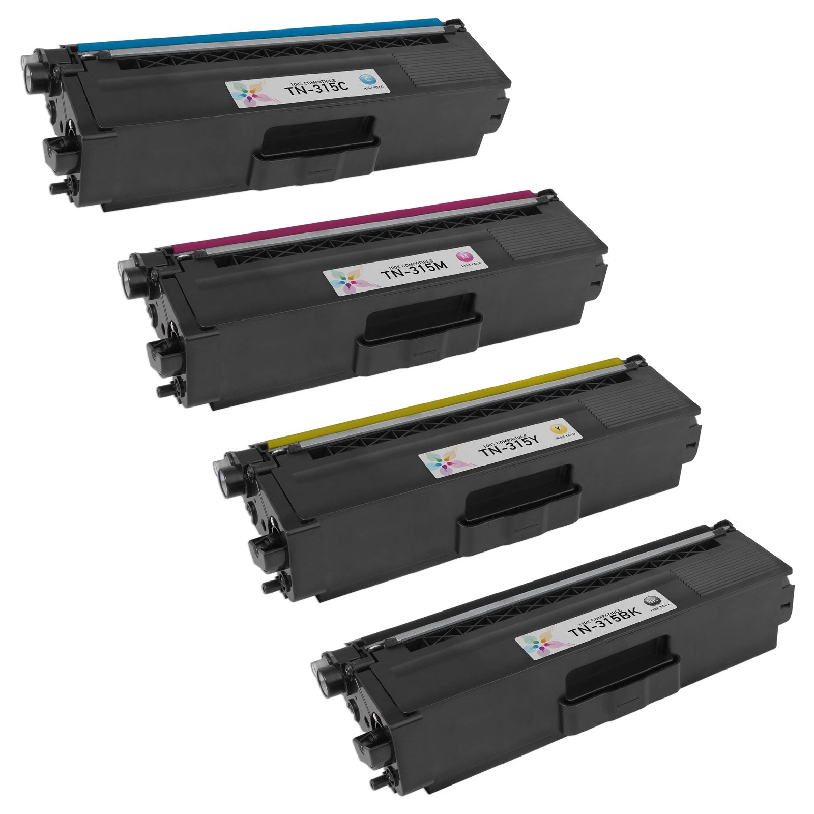 Set of 4 Compatible Brother TN315 High Yield Toner Cartridges (Black, Cyan, Magenta, Yellow)