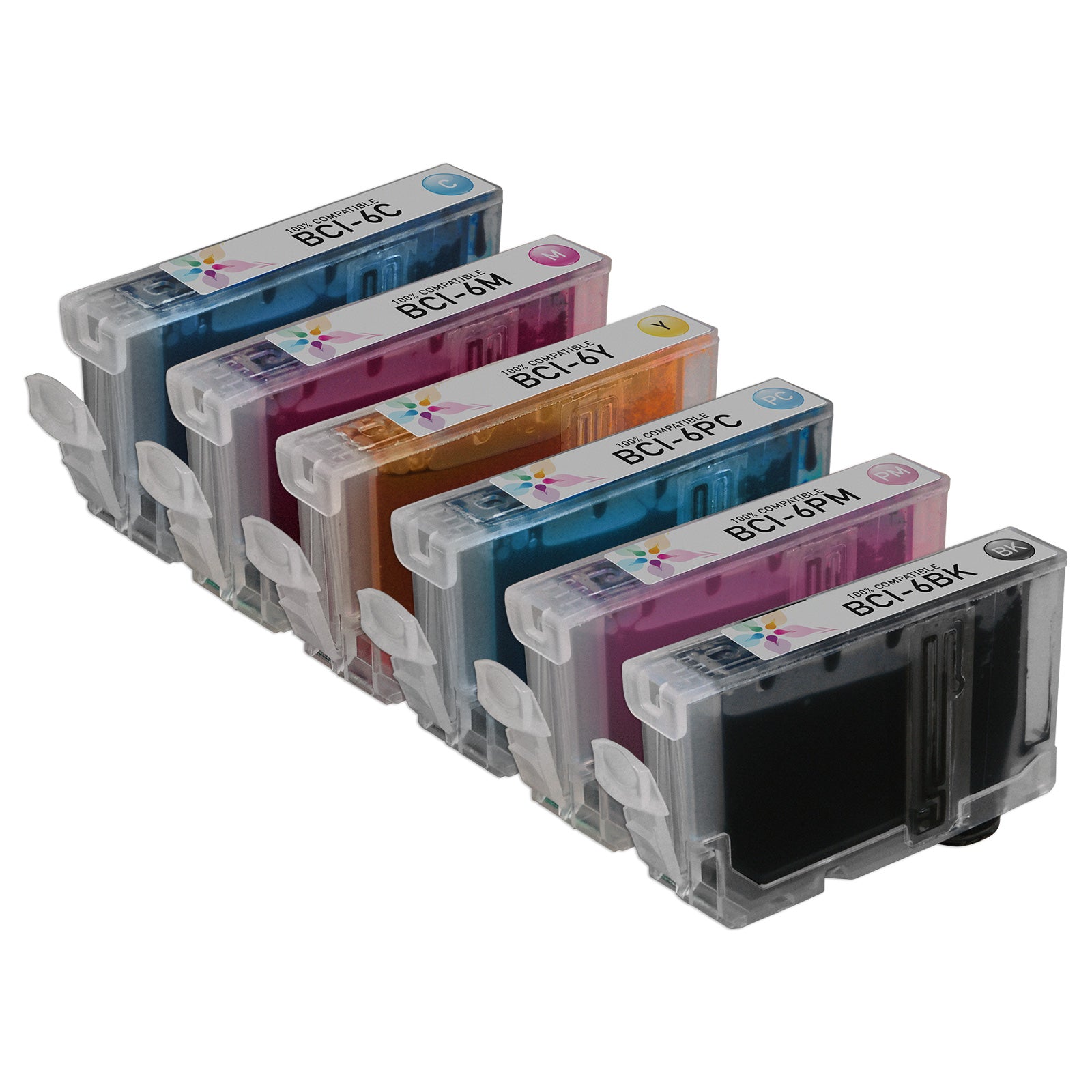 Compatible Canon BCI6 Set of 6 Ink Cartridges (Black, Cyan, Magenta, Yellow, Photo Cyan, Photo Magenta)