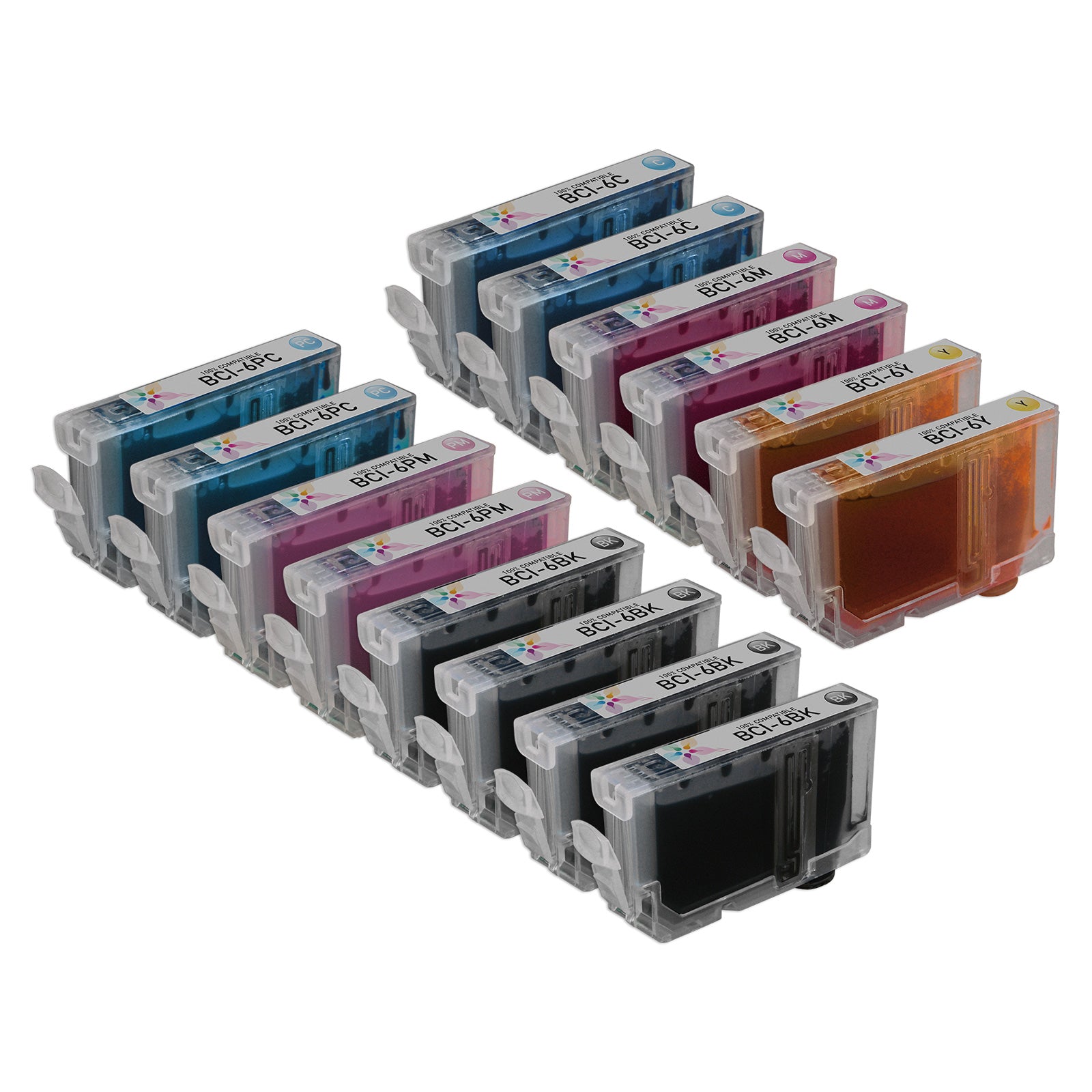 Set of 14 Compatible Canon BCI6 Ink Cartridges (Multi Color)