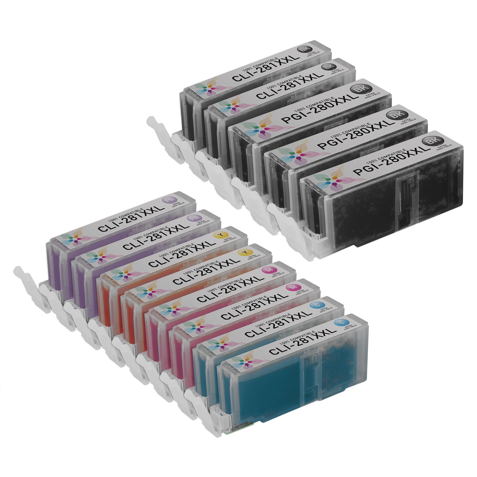 Set of 13 Compatible Canon PGI-280XXL / CLI-281XXL Super High Yield Ink Cartridges (Multi Color)