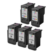 Set of 5 Remanufactured Canon PG-240XXL/CL-241XL Ink Cartridges (3 Black, 2 Color)