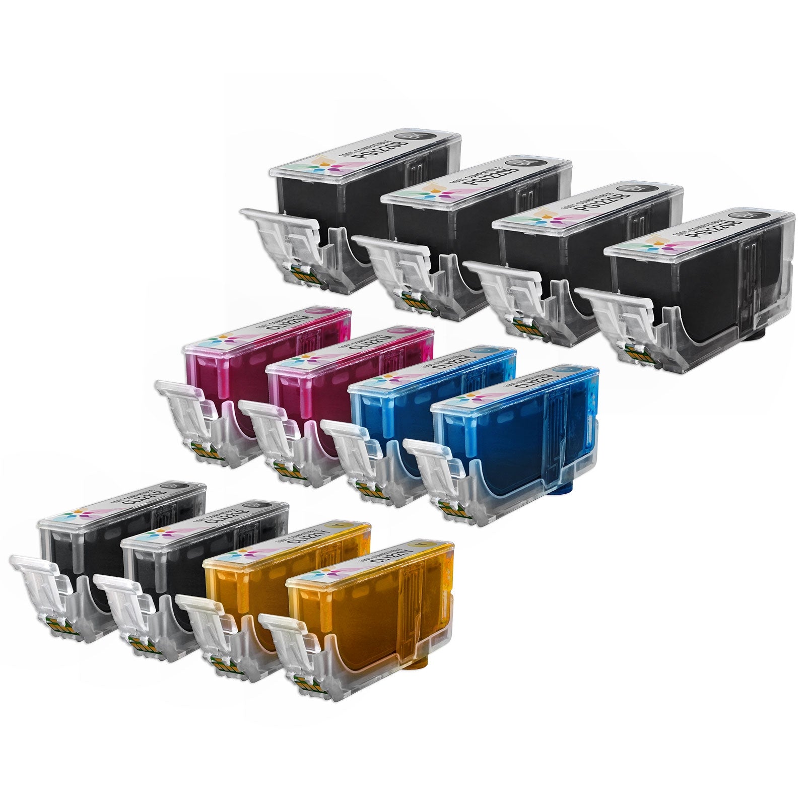 Set of 12 Compatible Canon PGI220 & CLI221 Ink Cartridges (Multi-Color)