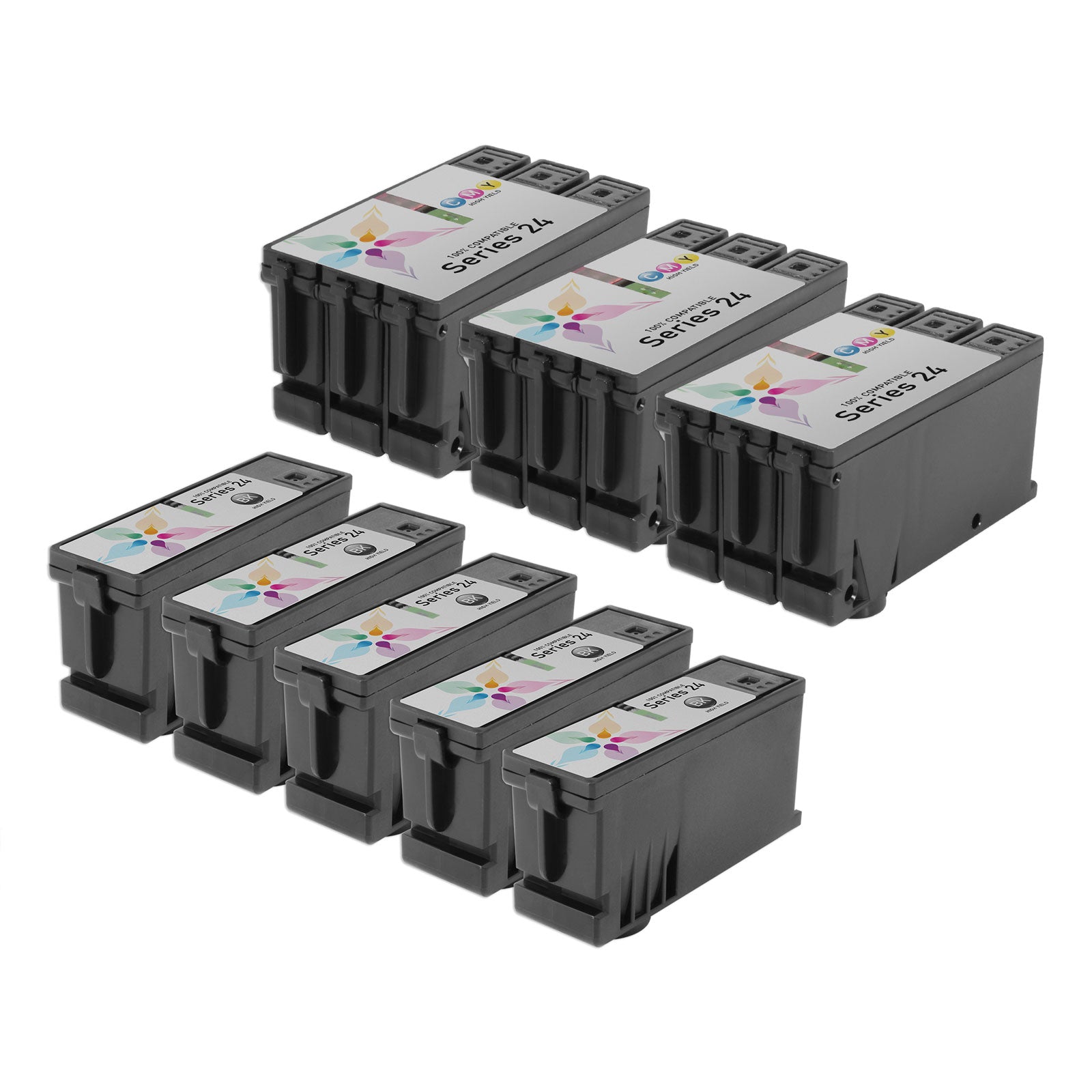 Compatible Set of 8 Dell T109N & T110N High Yield Ink Cartridges (Black & Color)