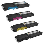 Set of 4 Compatible Dell 593-BBBU Black, 593-BBBT Cyan, 593-BBBS Magenta, 593-BBBR Yellow Toner Cartridges