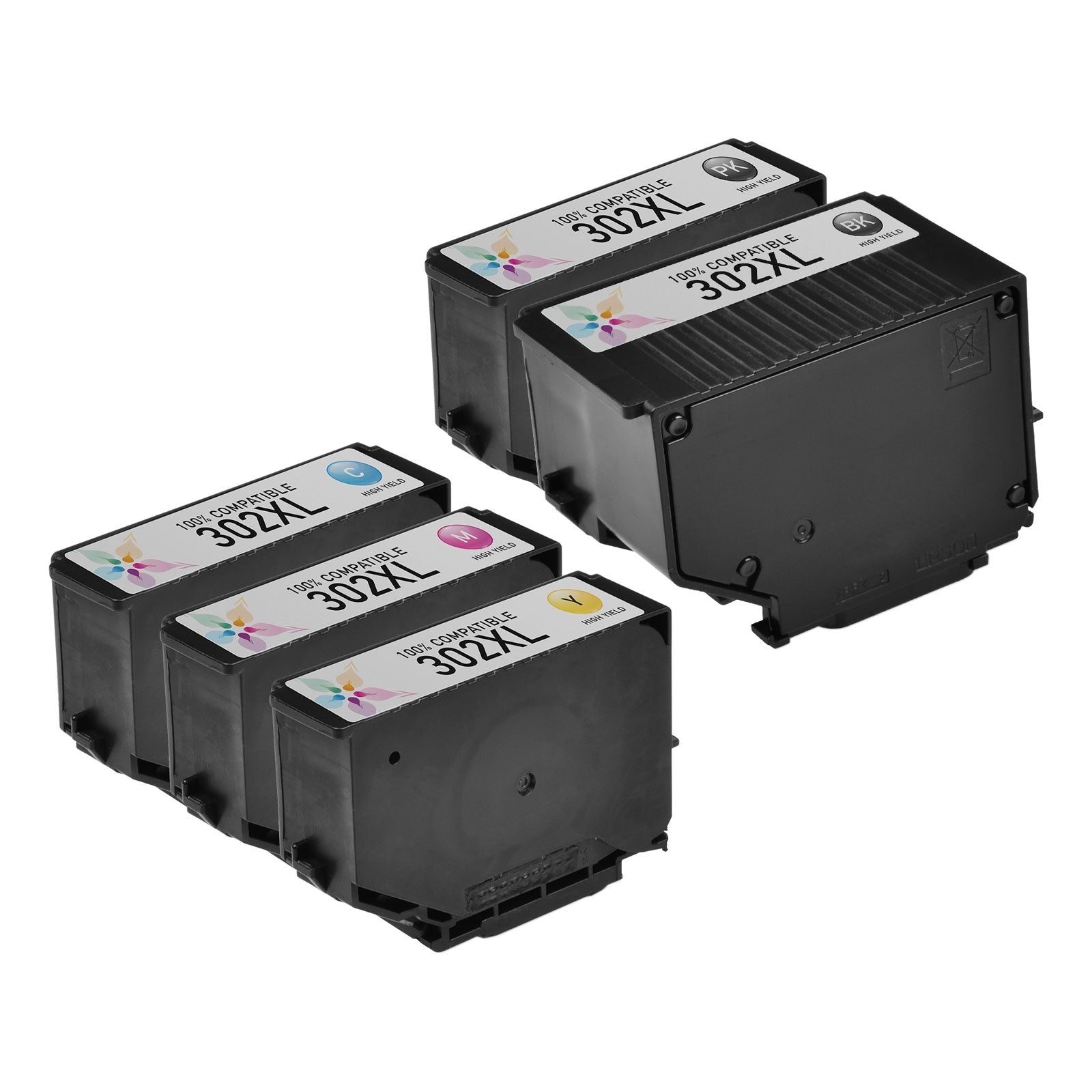 Set of 5 Remanufactured Epson T302XL High Yield Ink Cartridge (Multi Color)