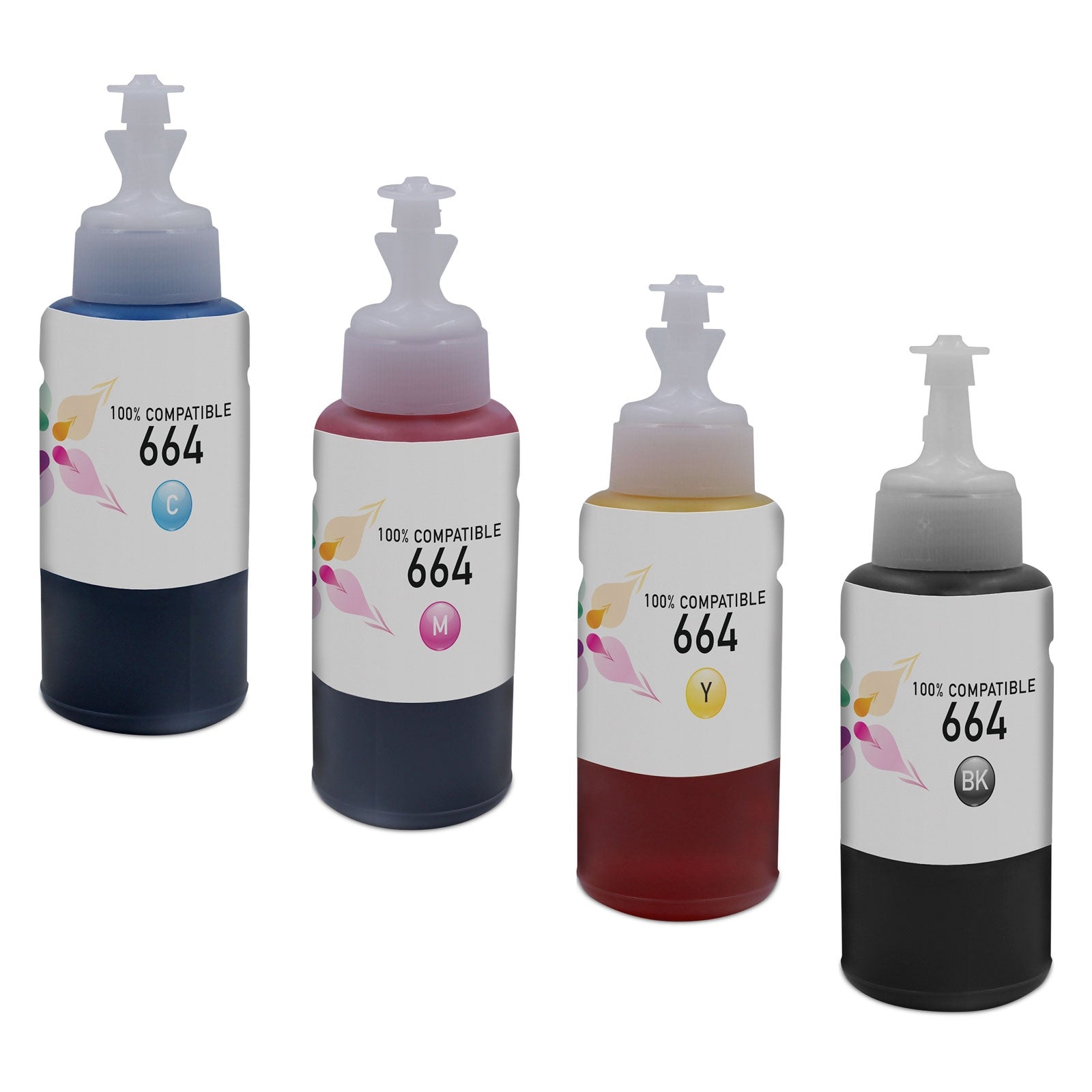 Set of 4 Compatible Epson T664 Ultra HY Ink Bottles (Multi Color)