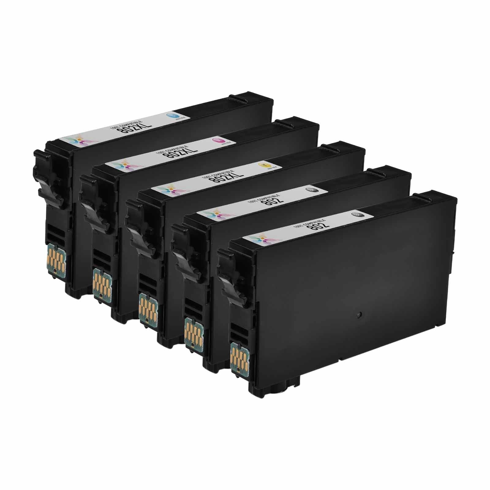 Set of 5 Remanufactured Epson 802 / 802XL Multi Ink Cartridges