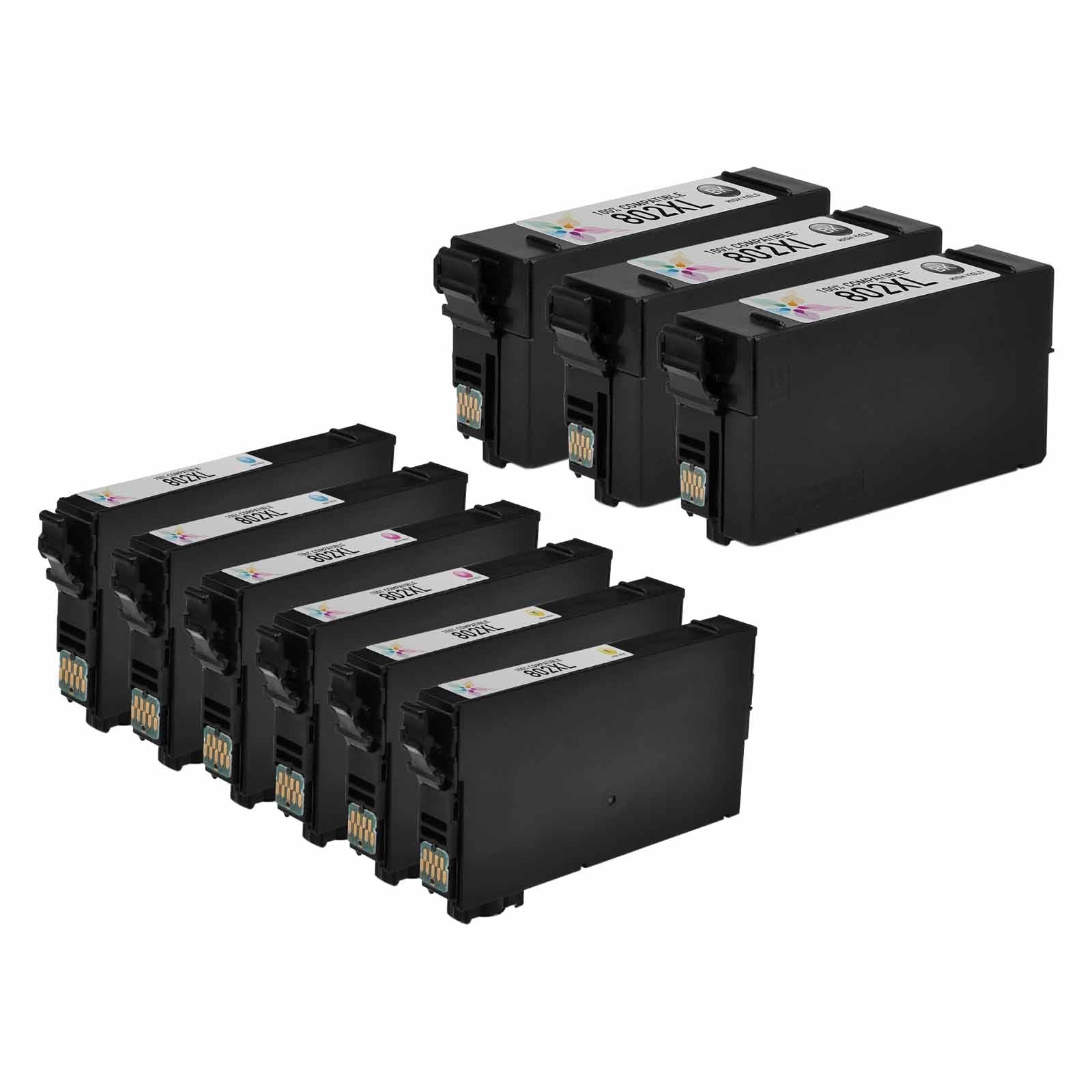 Set of 9 Remanufactured Epson 802XL Multi Ink Cartridge