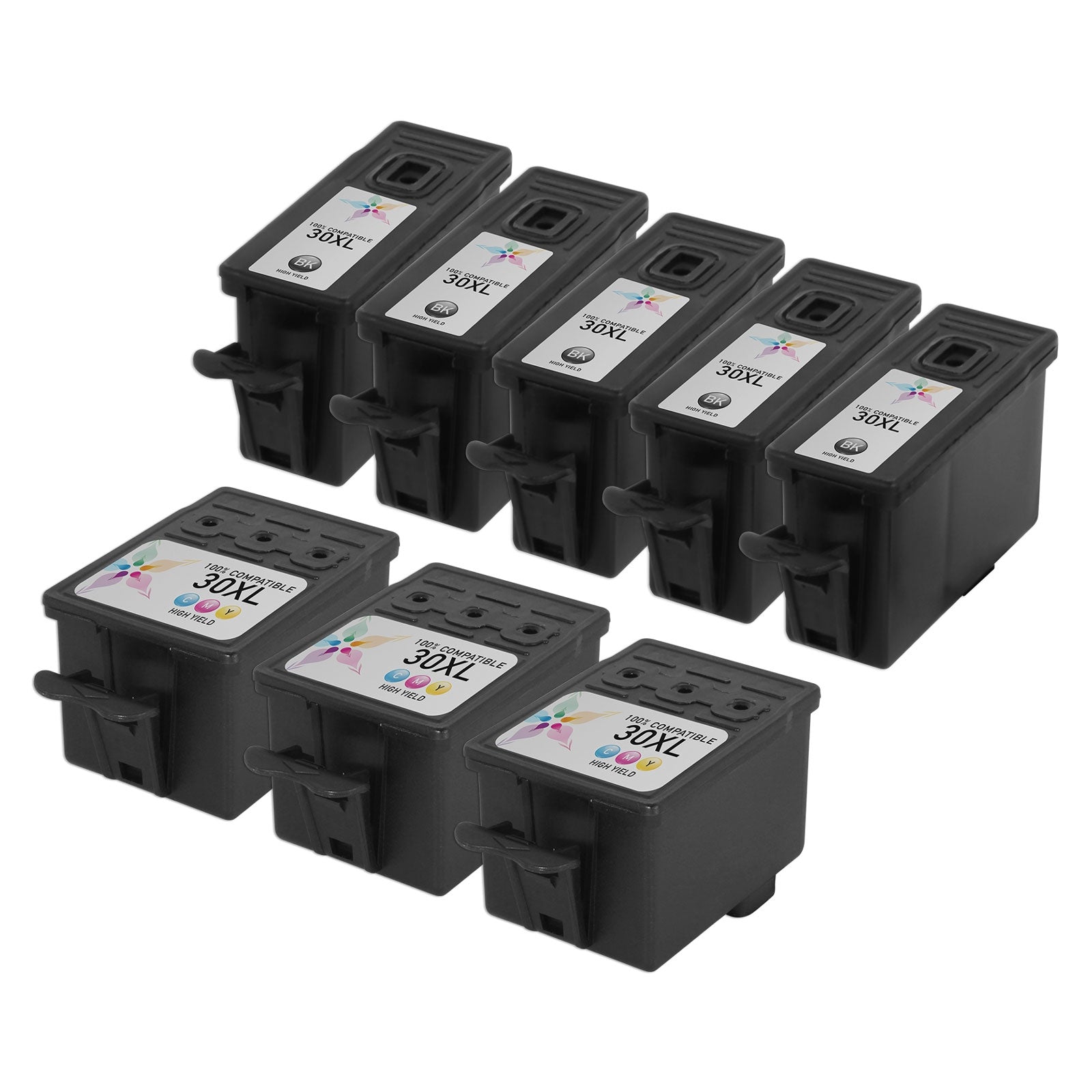 Set of 8 Compatible Kodak #30XL High Yield Ink Cartridges (Black, Color)
