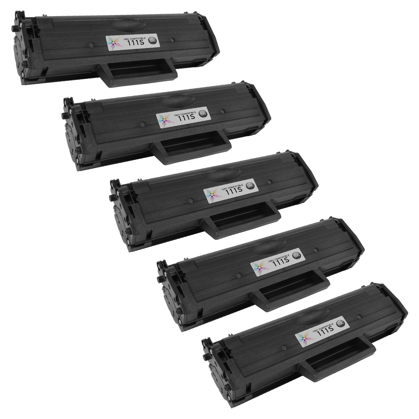 Set of 5 Compatible Samsung MLT-D111S Black Toner Cartridges (1,000 Pages Each)