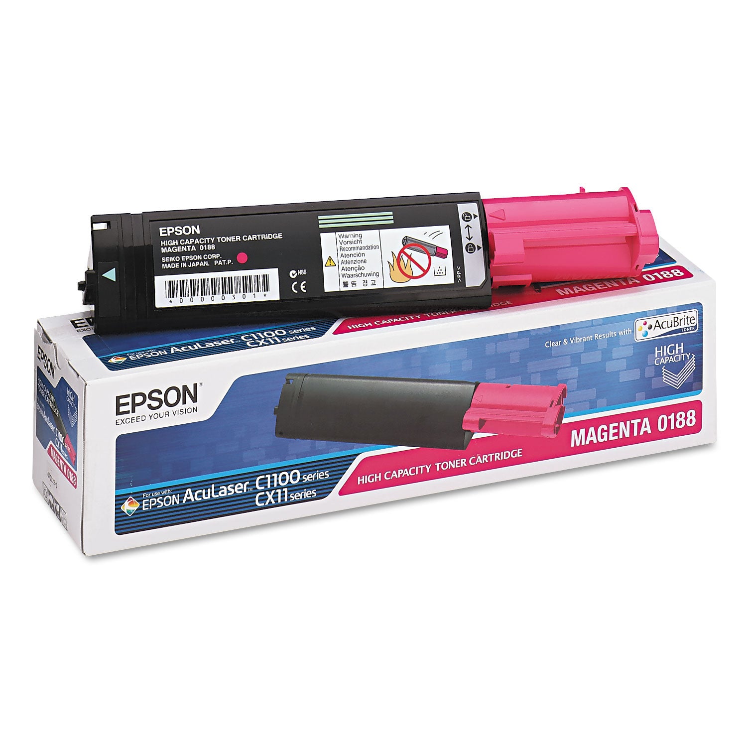 OEM Epson S050188 High-Yield Magenta Toner Cartridge (4,000 Pages)