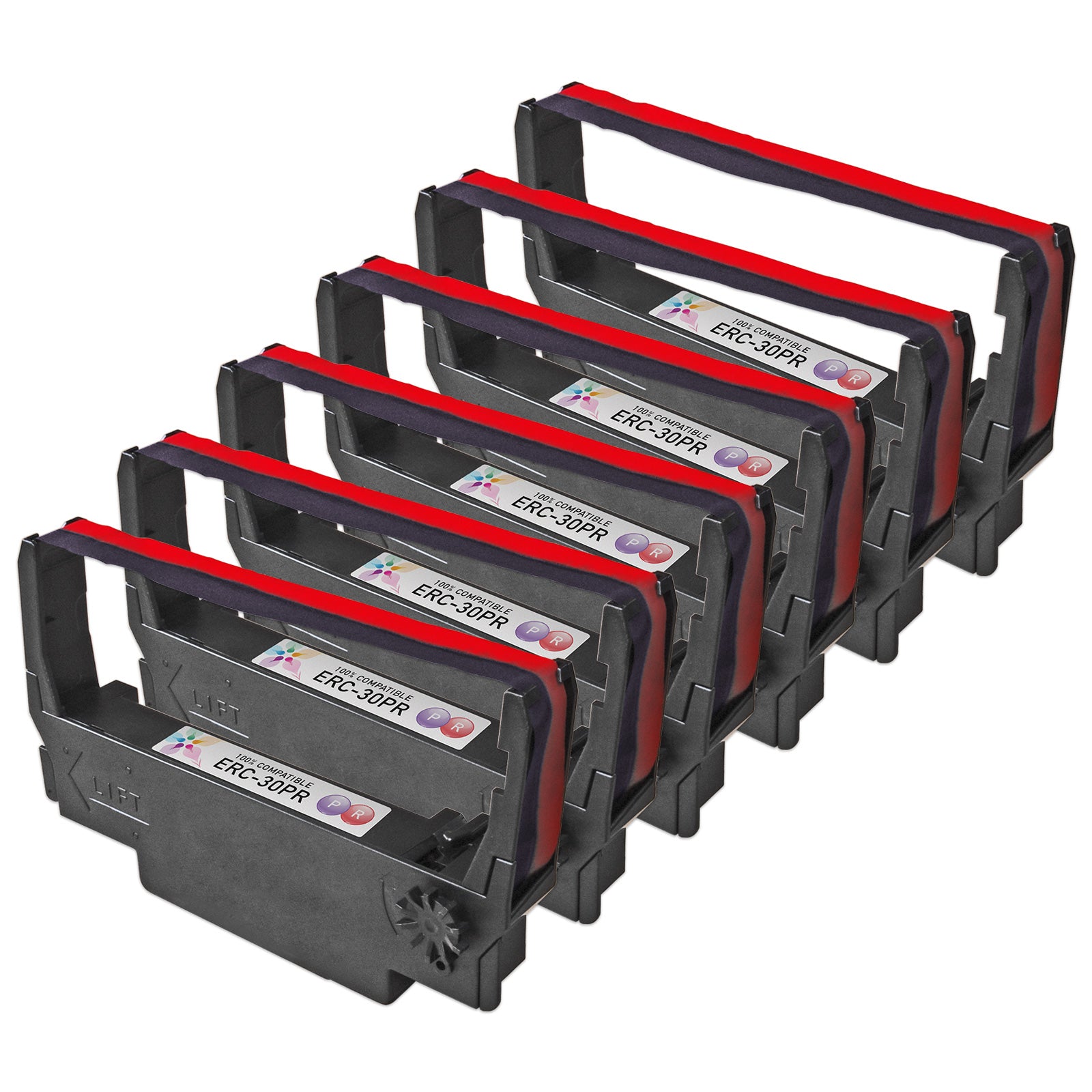 Compatible Epson ERC-30PR Multi Ribbon Cartridge Set (6 Pack)