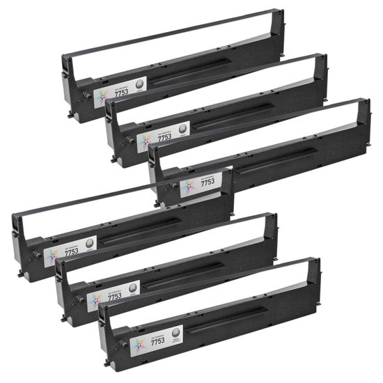 Compatible Epson 7753 Black Ribbon Cartridges - Set of 6
