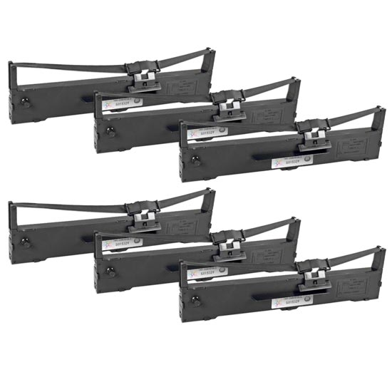 Compatible Epson S015329 Black Printer Ribbon Cartridges - Set of 6