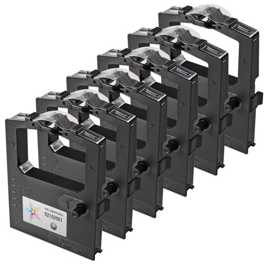 Compatible Okidata 52102001 Black Ribbon, 6-Pack