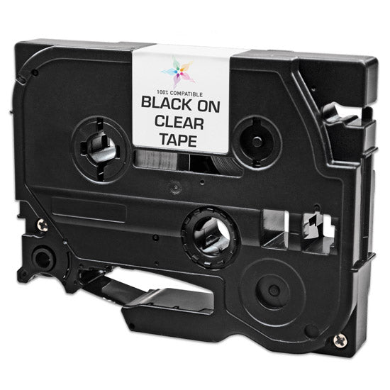 Compatible Brother TZe131 Black on Clear Tape Cassette - 0.47 in x 26.2 ft (12 mm x 8 m)