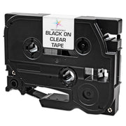 Compatible Brother TZe121 Black on Clear Tape - 0.35 in x 26.2 ft (9 mm x 8 m)