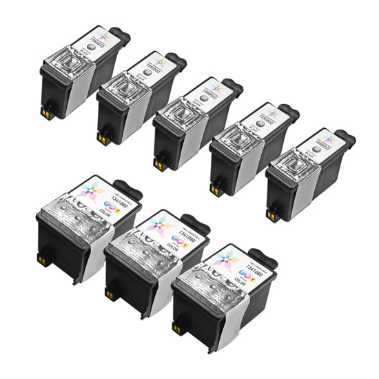 Set of 8 Compatible Kodak #30XL Ink Cartridges (5 Pigment Black, 3 Color)