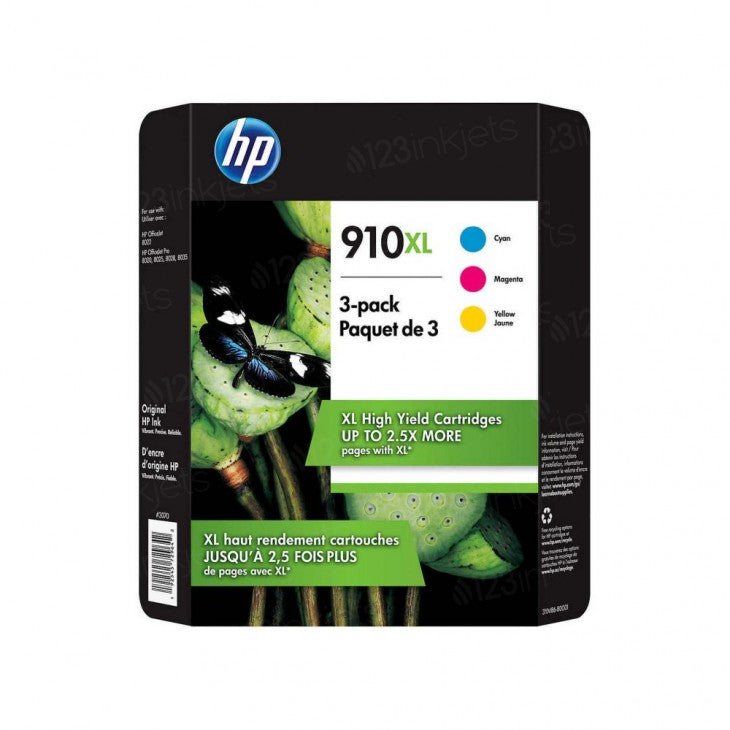 OEM HP 910XL HY Color Ink Cartridge 3-Pack (825 Pages)