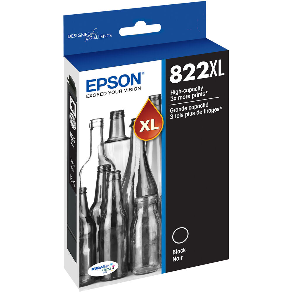 OEM Epson 822XL High Yield Black Ink Cartridge (1,100 Pages)
